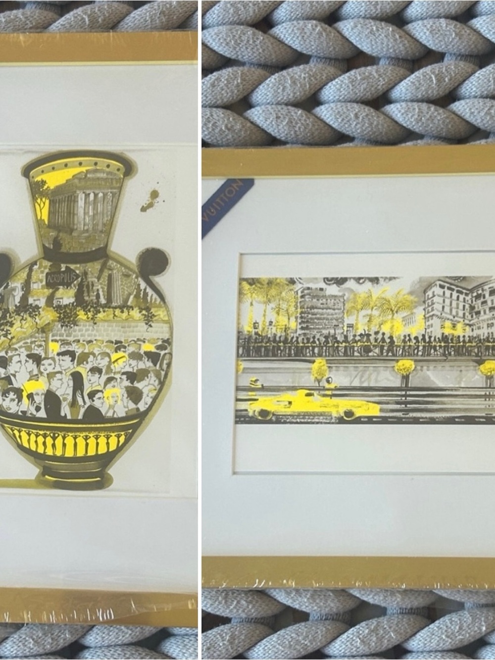 Louis Vuitton Yellow & Gray Home Art Print Set